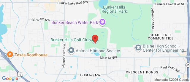 Map for Bunker Hills Golf Club