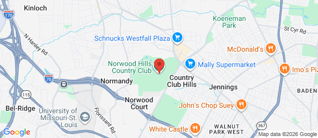 Map for Norwood Hills Country Club